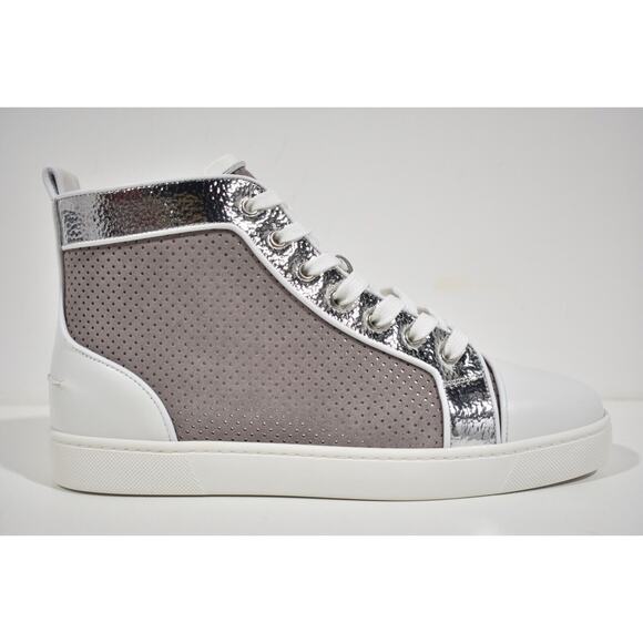 Christian Louboutin Men Louis Orlato Flat Elegant Argento High Top Sneaker 45 12 - Picture 2 of 12